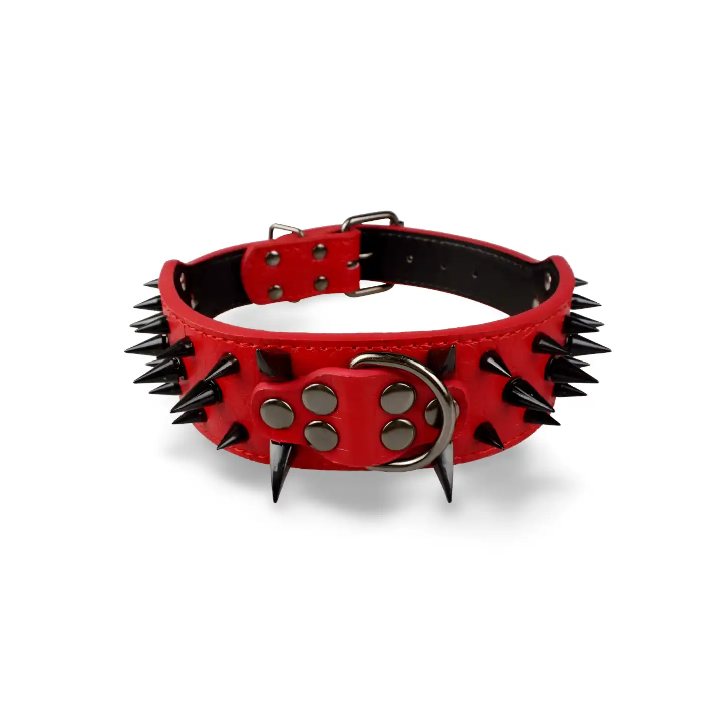 Dog Collar - Large Dog Collar Cool Spikes Studded red